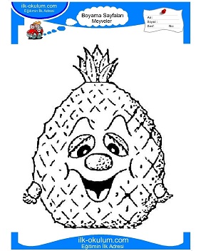 Çocuklar İçin Ananas Boyama Sayfaları 